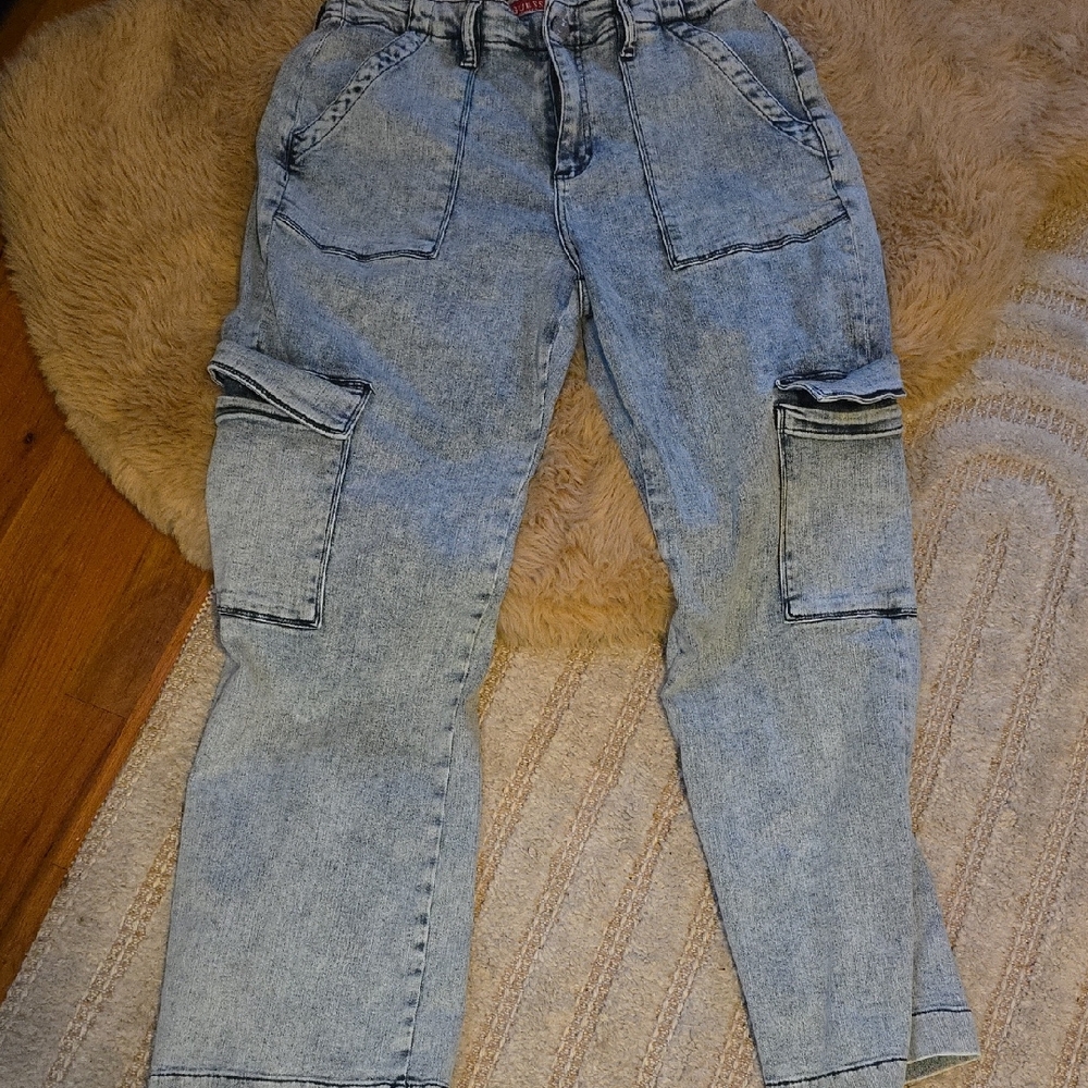 Guess Women's Denim Boyfriend Jeans with Cargo Pockets